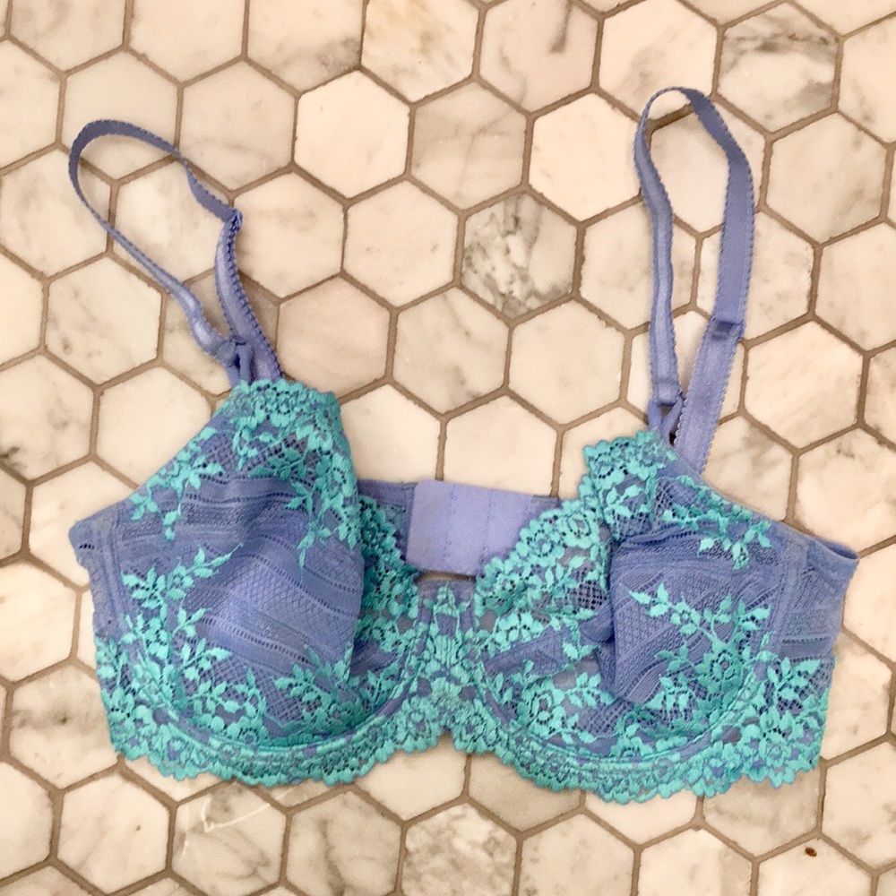 Blue and purple lace embrace wacoal bra